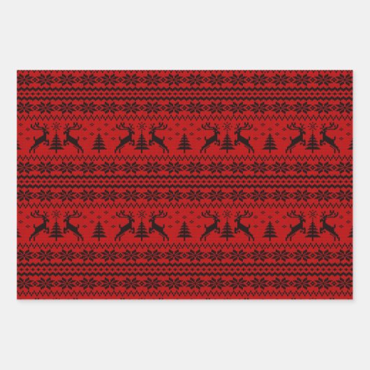 Ruby Red Reindeer Sweater op zoek naar Kerstmis Inpakpapier Vel (Voorkant 2)