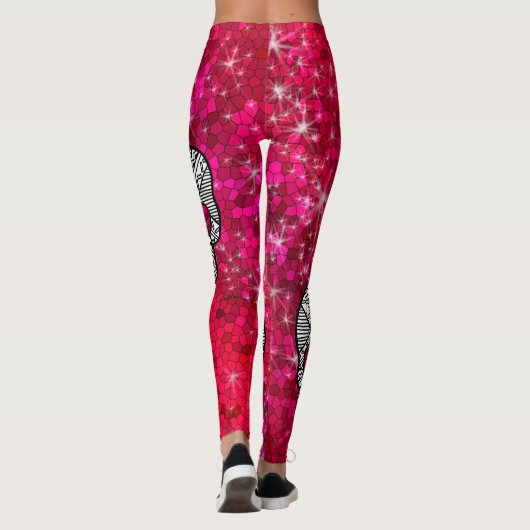 Ruby Red Rhinestone Glitter Sequin Sugar Skulls Leggings (Achterkant)