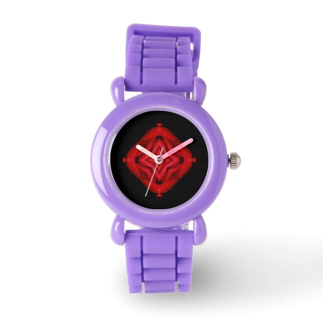 Ruby red roodroos sjalot zwarte eWatch Horloge (Voorkant)