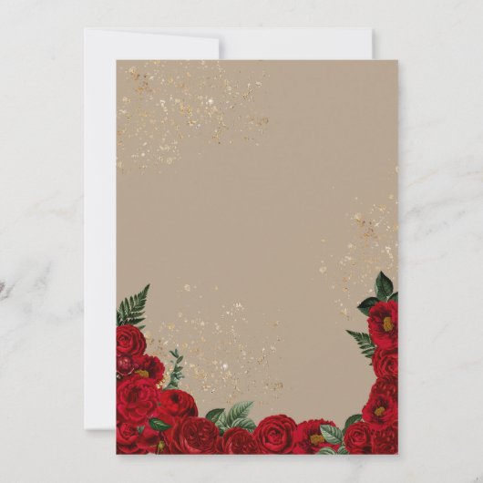 Ruby Red Rose & Gold Papel Picado Quinceañera Kaart (Achterkant)