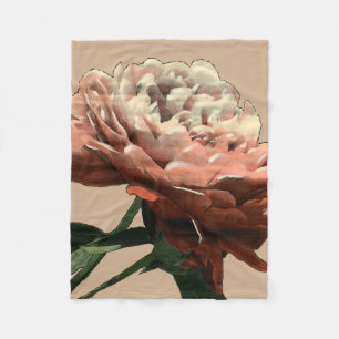 Ruby Red Rose met White Accents Fleece Deken