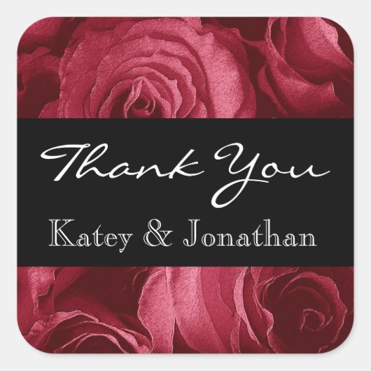 Ruby Red Rose Spiral Roos Bedankt A001a2 Vierkante Sticker (Voorkant)