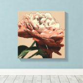 Ruby Red Rose with White Accents Canvas Afdruk (Insitu (Houten vloer))