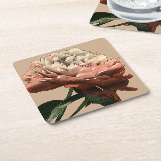 Ruby Red Rose with White Accents Kartonnen Onderzetters (Schuin)