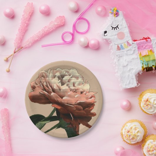 Ruby Red Rose with White Accents Papieren Bordje (Feest)