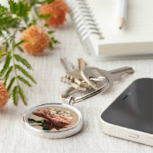 Ruby Red Rose with White Accents Sleutelhanger (Zijkant)