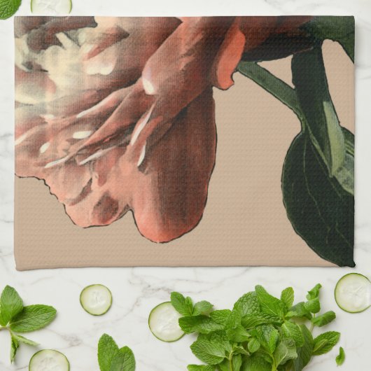 Ruby Red Rose with White Accents Theedoek (Gevouwen)