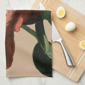 Ruby Red Rose with White Accents Theedoek (Quarter Fold)