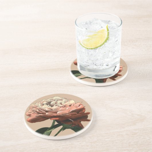 Ruby Red Rose with White Accents Zandsteen Onderzetter (Zijkant)