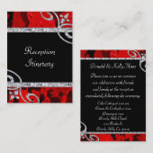Ruby Red Roses & Diamond Swirls Wedding Informatiekaartje (Voorkant / Achterkant)