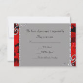 Ruby Red Roses & Diamond Swirls Wedding RSVP Kaartje (Achterkant)