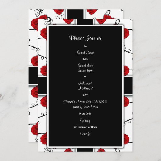 Ruby red roses - huwelijksuitnodigingen die aanpas kaart (Voorkant / Achterkant)