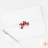 Ruby Red Script Blossoms Ronde Sticker (Envelop)