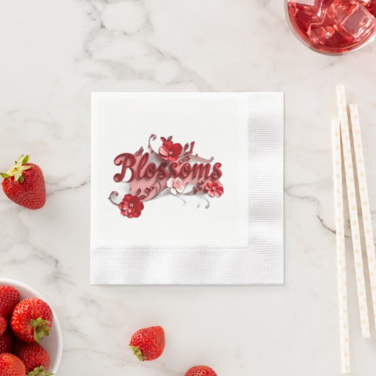 Ruby Red Script Blossoms Servet (Insitu)