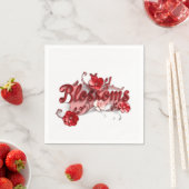 Ruby Red Script Blossoms Servet (Insitu)