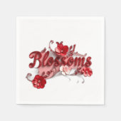 Ruby Red Script Blossoms Servet (Voorkant)