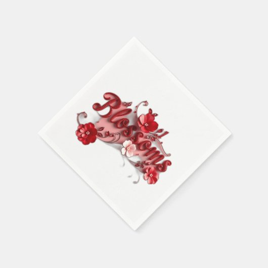 Ruby Red Script Blossoms Servet (Hoek)
