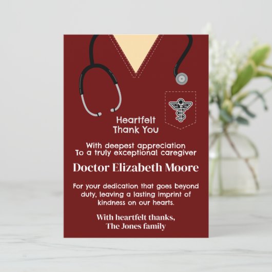 Ruby Red Scrubs Dank je kaart (Staand voorkant)