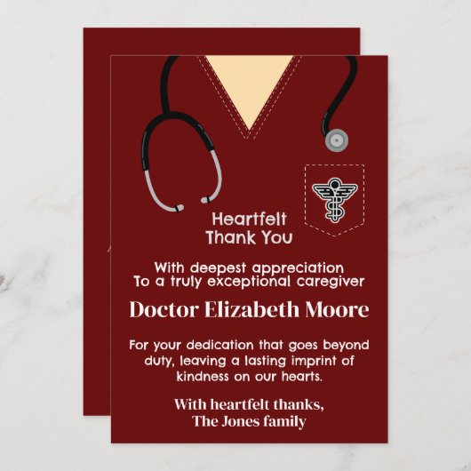 Ruby Red Scrubs Dank je kaart (Voorkant / Achterkant)