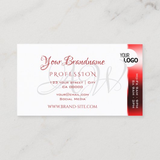 Ruby Red Shimmer Effecten Openingstijden toevoegen Visitekaartje (Achterkant)