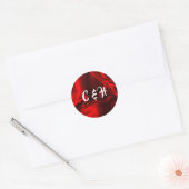 Ruby Red Silky Satin persoonlijke Initialen Ronde Sticker (Envelop)