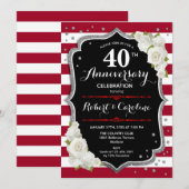 Ruby Red Silver Black 40th Jubileum Kaart (Voorkant / Achterkant)