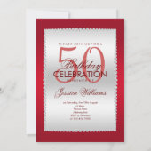 Ruby Red, Silver & Pareltjes Verjaardag Kaart (Achterkant)