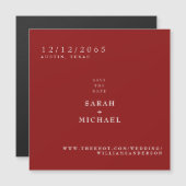 Ruby Red Simple Wedding Magnet Save the Date (Voorkant / Achterkant)