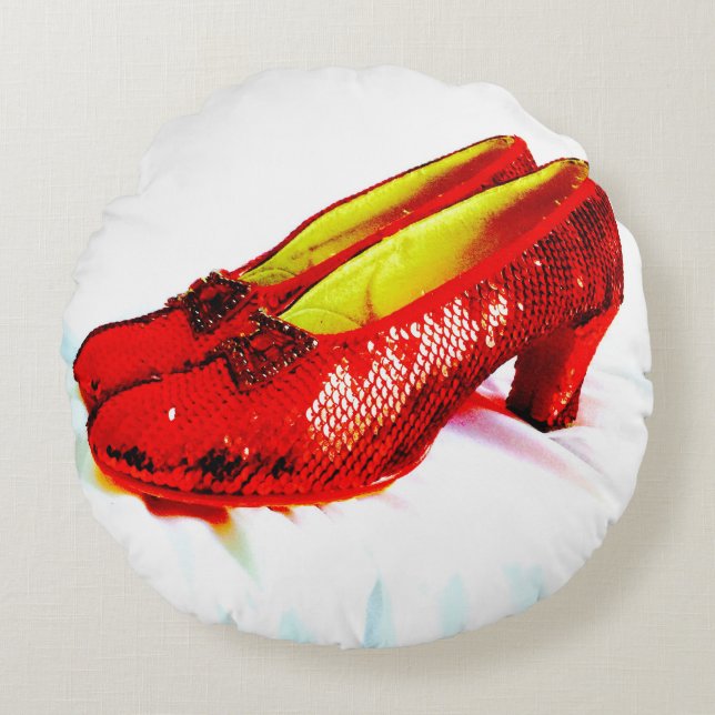 Ruby Red Slippers laat Sierkussen Decor zien! Rond Kussen (Voorkant)