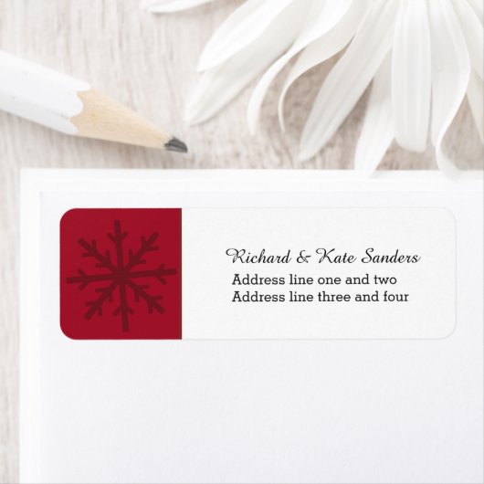 Ruby Red Snowflake Custom Text Etiket (Insitu)