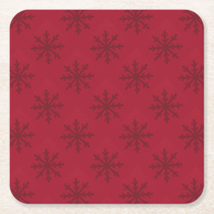 Ruby Red Snowflake Pattern Kartonnen Onderzetters
