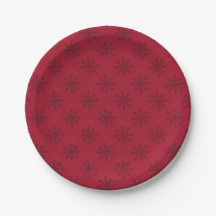 Ruby Red Snowflake Pattern Papieren Bordje