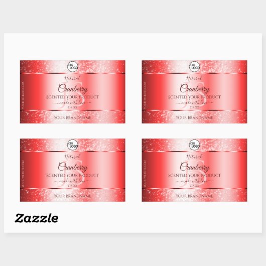 Ruby Red Soft Glitter Product Labels Monogram Logo (Vel)