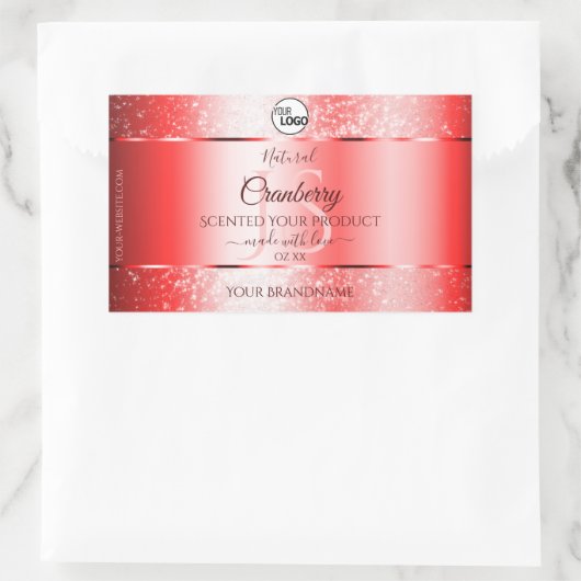 Ruby Red Soft Glitter Product Labels Monogram Logo (Tas)