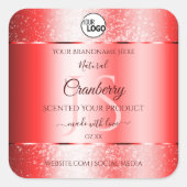 Ruby Red Soft Glitter Product Labels Monogram Logo (Voorkant)