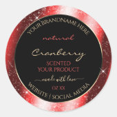 Ruby Red Sparkle Glitter Lijst Productlabel Ronde Sticker (Voorkant)