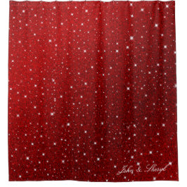 Ruby Red Sparkle & Stars Glam Douchegordijn