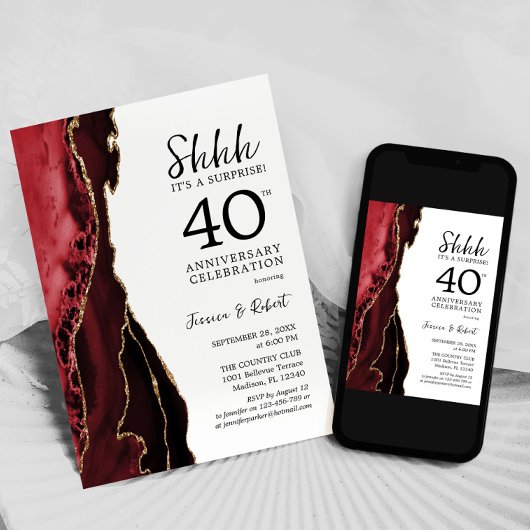 Ruby Red Surprise 40ste verjaardag Kaart