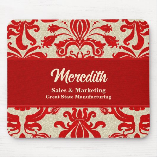 Ruby Red Swirl Business Kantoor Thema Muismat (Voorkant)
