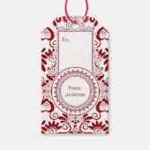 Ruby Red Swirls met White Elegant en Custom Cadeaulabel (Voorkant)