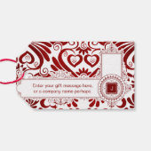 Ruby Red Swirls met White Elegant en Custom Cadeaulabel (Achterkant Horizontaal)
