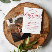 Ruby Red Swirly Script 40th Wedding Jubileum Kaart
