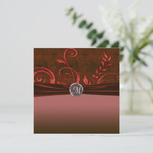 Ruby & Red Velvet Wedding Swirl Kaart (Staand voorkant)