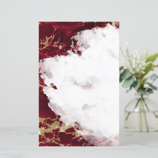 Ruby Red Waterverf Geode Blank Stationery (Staand voorkant)