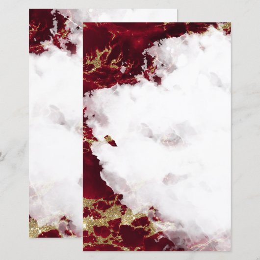 Ruby Red Waterverf Geode Blank Stationery (Voorkant / Achterkant)