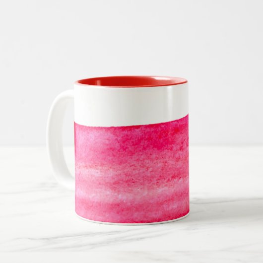 Ruby red waterverf swish tweekleurige koffiemok (Voorkant links)