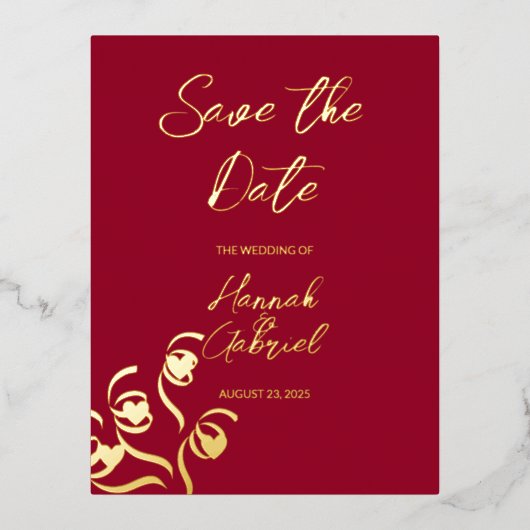 Ruby Red Wedding Folie Invitation Briefkaart (Voorkant)