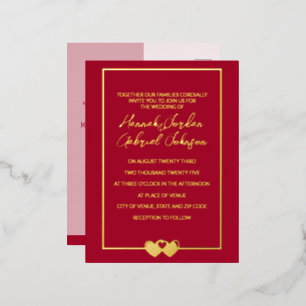 Ruby Red Wedding Folie Invitation RSVP Briefkaart