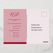 Ruby Red Wedding Folie Invitation RSVP Briefkaart (Achterkant)