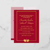 Ruby Red Wedding Folie Invitation RSVP Briefkaart (Voorkant / Achterkant)